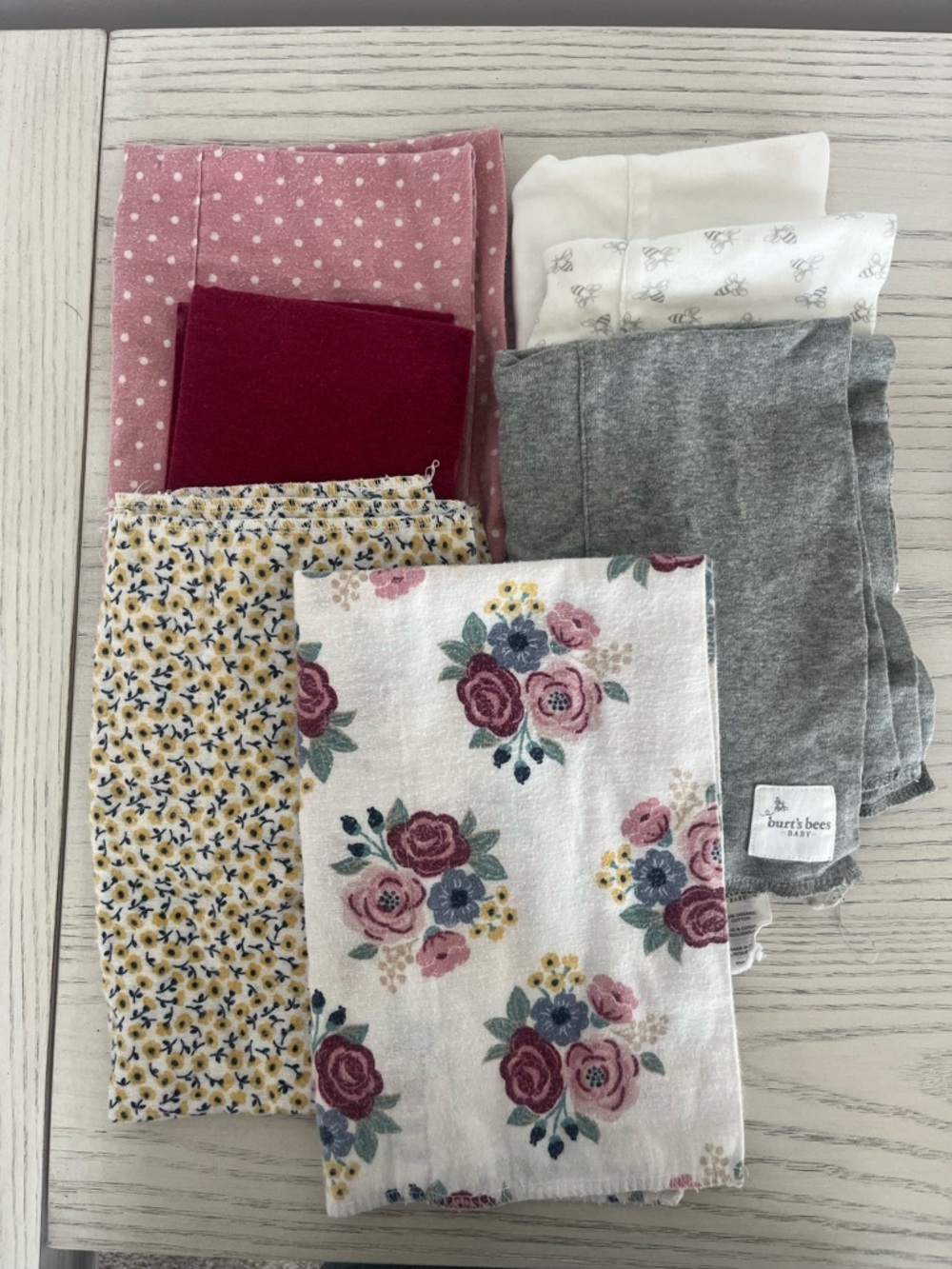Burts Bees Baby Gray & Floral burp cloths